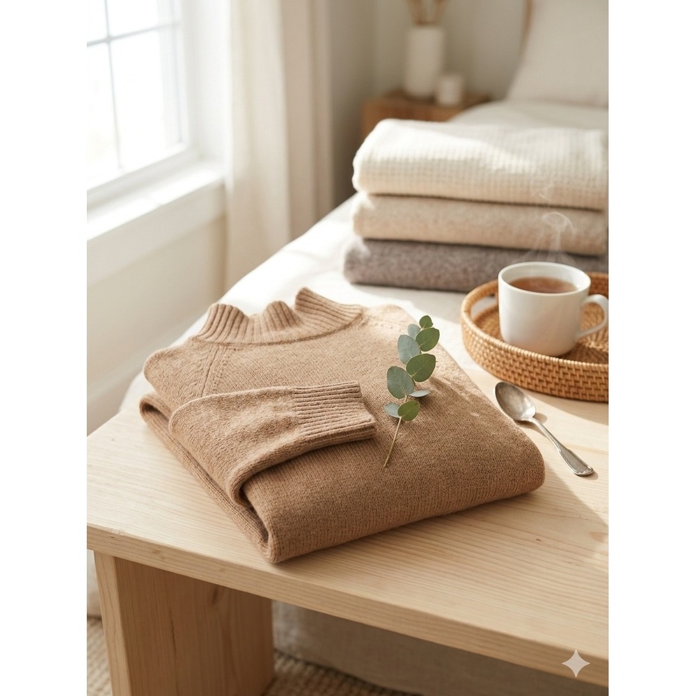 Ann Taylor Petite Wool Cashmere Mock Neck Sweater SP Camel Neutral